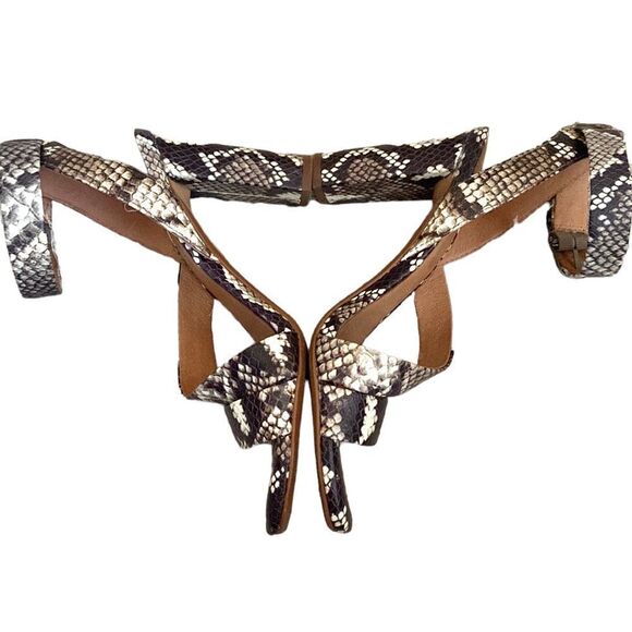 Madewell The Liv Asymmetrical Ankle Strap Snake Embossed Leather Sandals size 6 - Picture 8 of 13